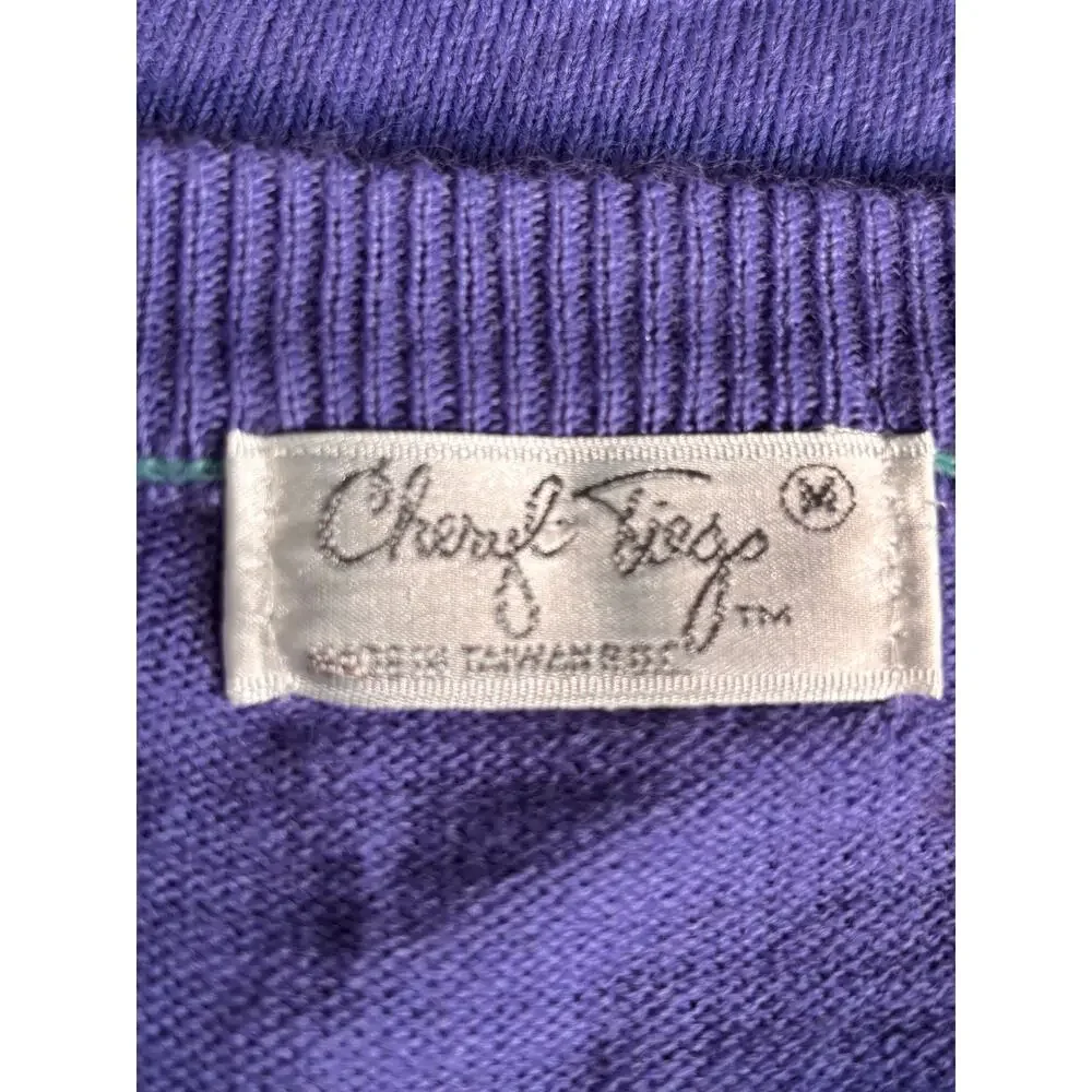 Vintage 90s Purple Sweater Vest V Neck Preppy Tennis Country Club Knit Medium